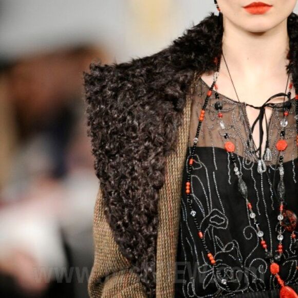 Ralph Lauren Fall 2011 Runway Olive Plaid Wool Tweed Shearling Collar Wrap Coat - Picture 11 of 16